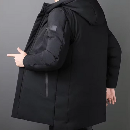Elegant Long Men's Jacket with Long Sleeve