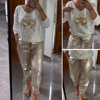 Giuseppina | Elegant Two-Piece Set: Blouse and Trousers