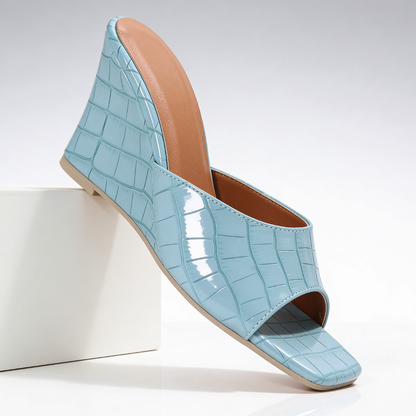 Helena | Croc Wedge Mules