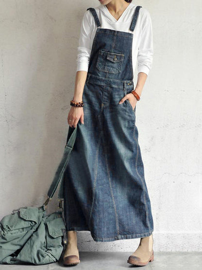 Demi | Women's Casual Denim Overall Dress with Pockets