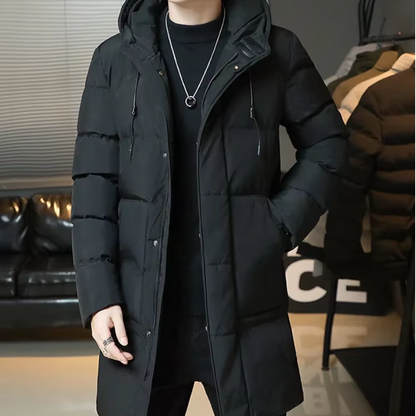 Men's Elegant Long Winter Jacket with Long Sleeve