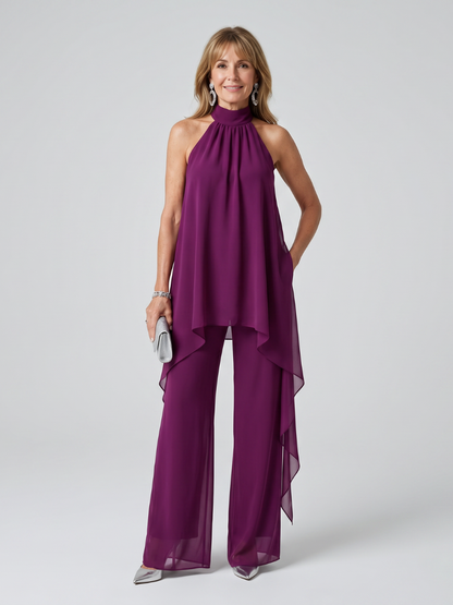 Bearim | Women's Relaxed Halter Neck Asymmetric Tunic Set