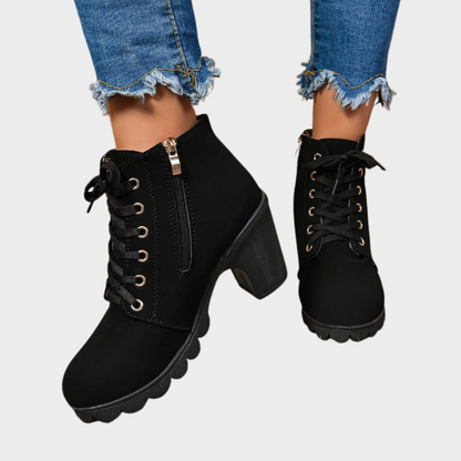 Kenna | Women's Cushioned Lace-Up Block Heel Ankle Boots