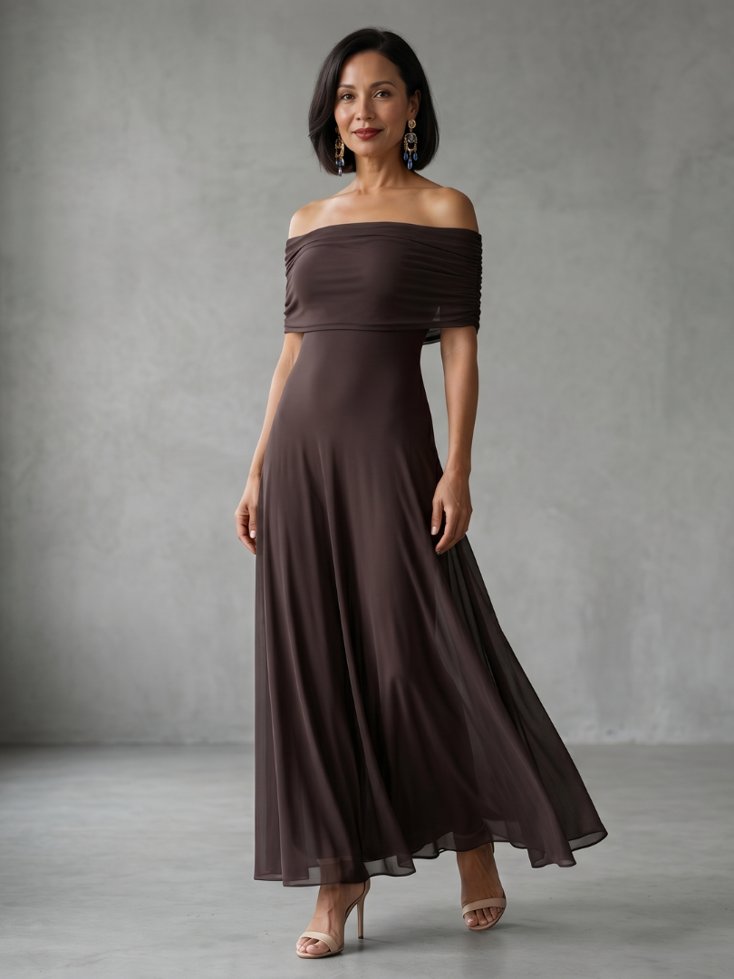 June | Women's Off Shoulder Draped Midi Dress