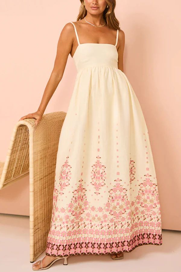 Women's Wendy Floral Paradise Maxi Dress with Straps and Pockets, Unique Print and Comfortable Fit
