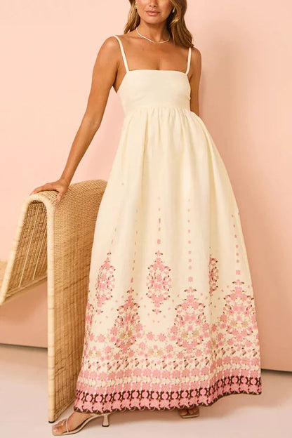 Women's Wendy Floral Paradise Maxi Dress with Straps and Pockets, Unique Print and Comfortable Fit