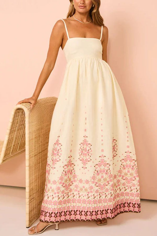 Women's Wendy Floral Paradise Maxi Dress with Straps and Pockets, Unique Print and Comfortable Fit