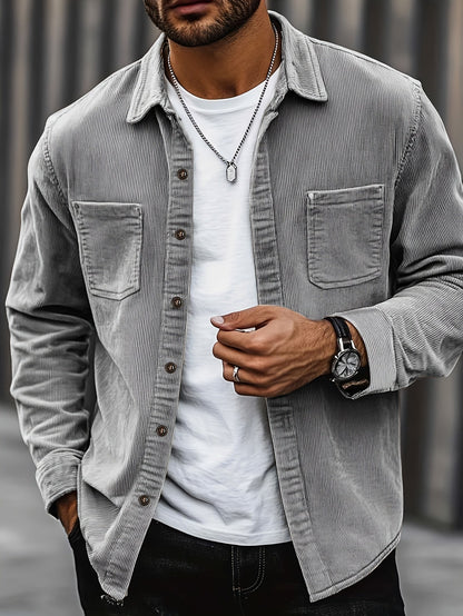 Johan Men's Shirt Jacket with Pockets and Long Sleeve