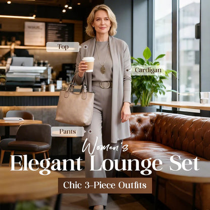 Women's Chic 3-Piece Ensemble: Long Cardigan, Top, and Trousers