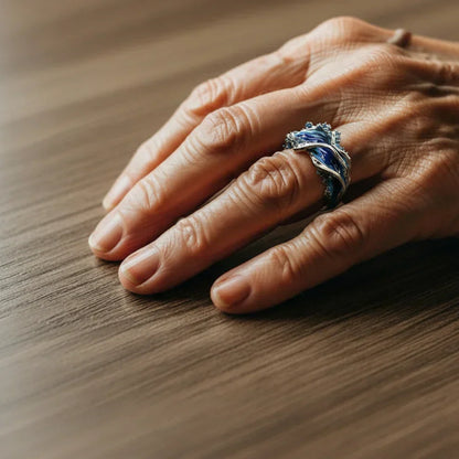 Retro Gold Ring Featuring Ocean Wave Design