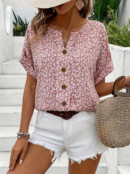 Verna | Women's Cropped Chic Floral Print Blouse