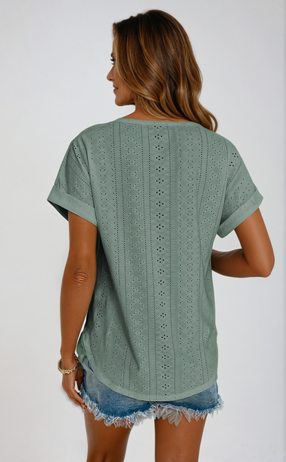 Riza | Women's Relaxed Casual Eyelet Top