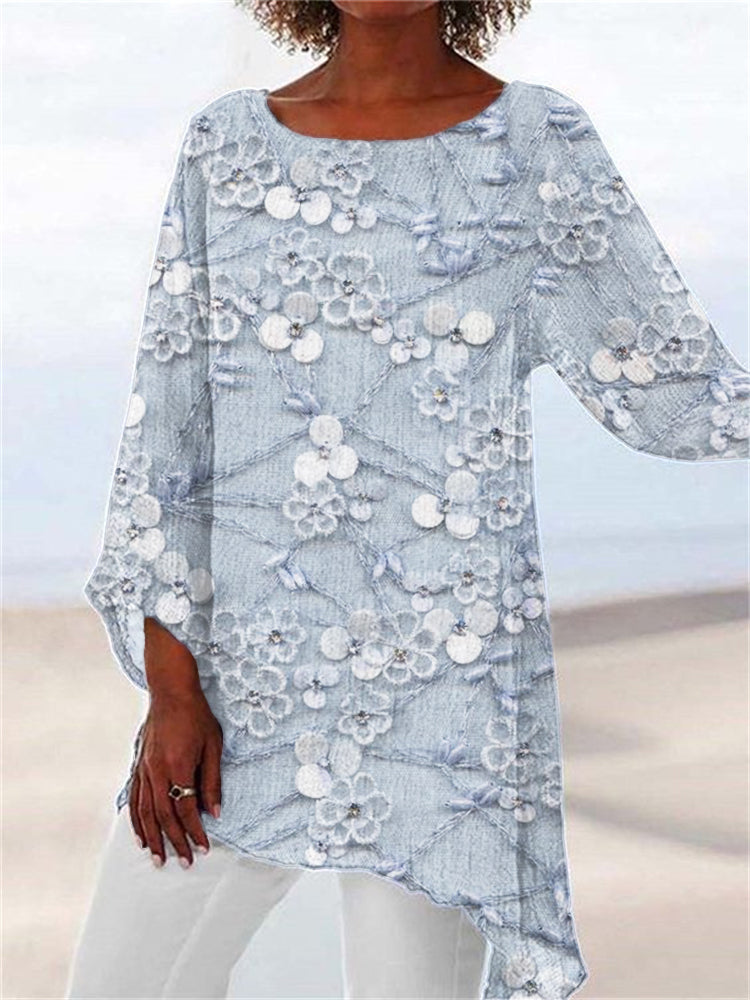 Ivendra | Women's Crystal Bloom Print Top
