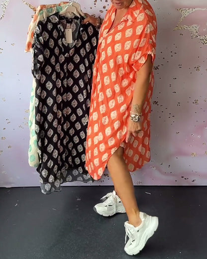 Liora | Relaxed Women’s Lapel Spring Dress with Side Slit