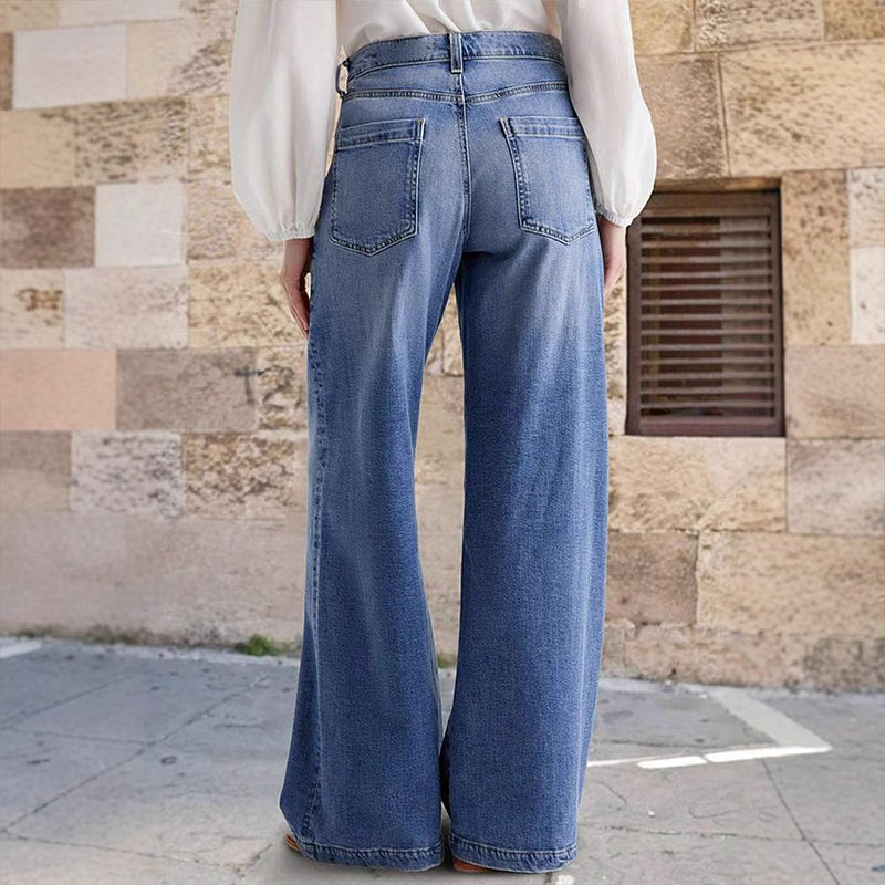 Retro High-Waisted Wide-Leg Jeans for Women
