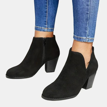 Hailey | Women's Cushioned Slip-On Block Heel Ankle Boots