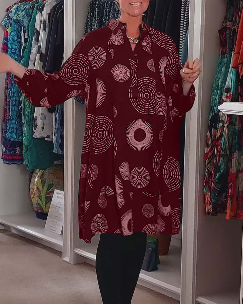 Marlene | Women's Casual Geometric Print Midi Dress