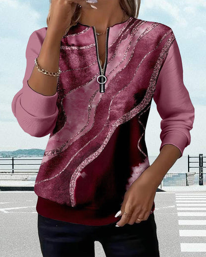Jonah | Women's Relaxed Printed Vintage Half-Zip Sweatshirt