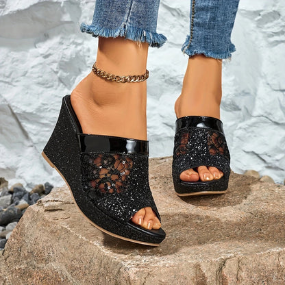 Alexis | Women's Open-Toe Elegant lace high-heeled sandals with Sequins