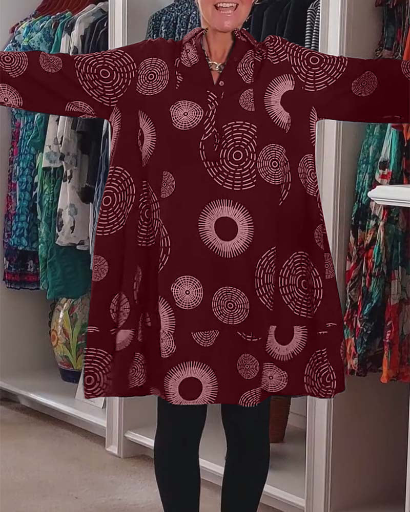 Marlene | Women's Casual Geometric Print Midi Dress