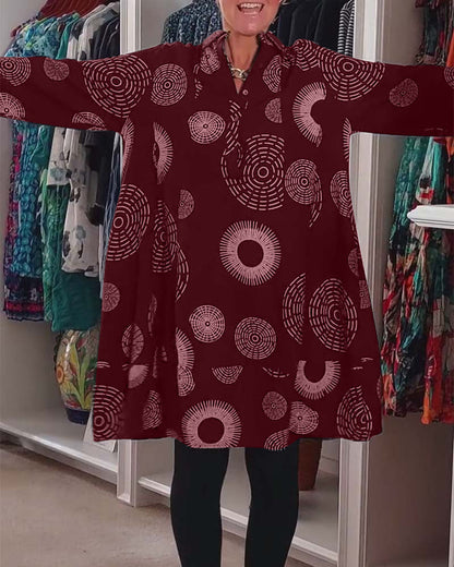 Marlene | Women's Casual Geometric Print Midi Dress