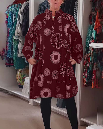 Marlene | Women's Casual Geometric Print Midi Dress
