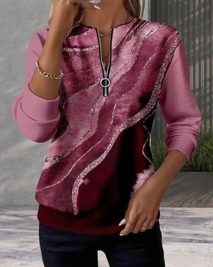 Jonah | Women's Relaxed Printed Vintage Half-Zip Sweatshirt