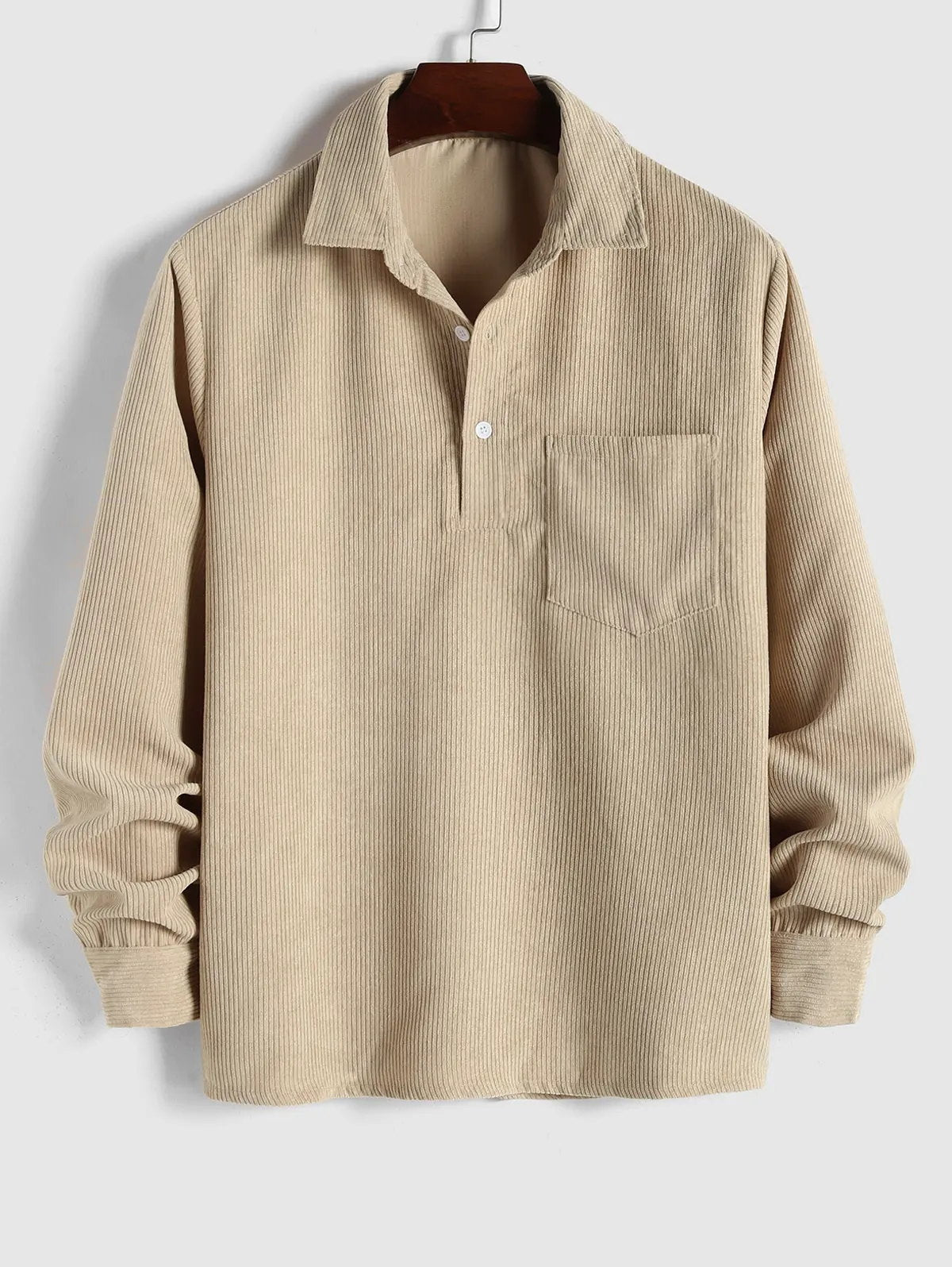 Men's Long Sleeve Shirt with Half Button Placket