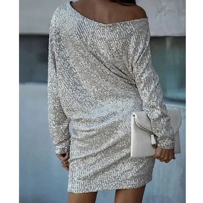 Women's Contrast Sequin Party Mini Dress