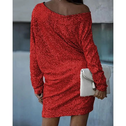 Women's Contrast Sequin Party Mini Dress