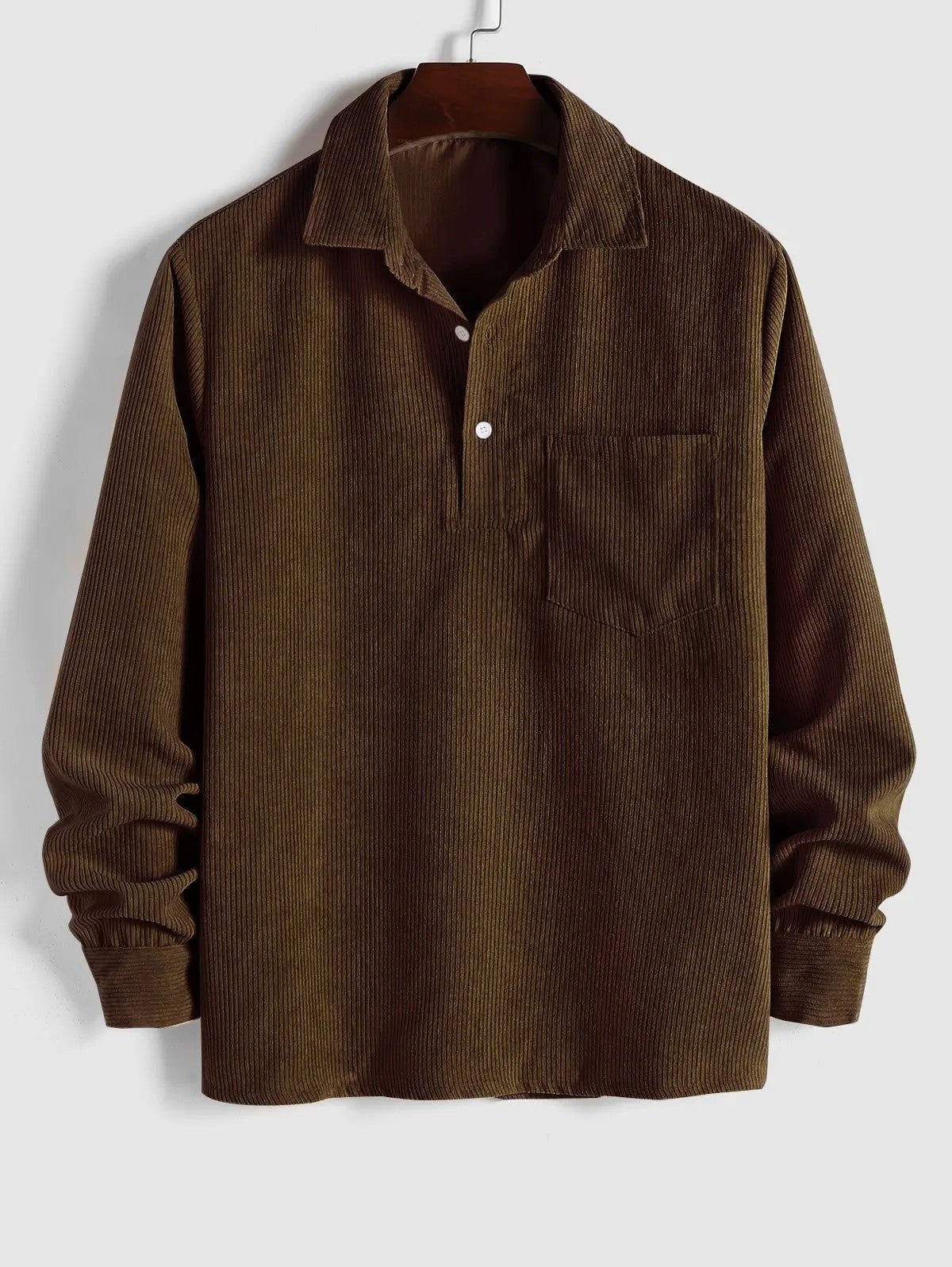 Men's Long Sleeve Shirt with Half Button Placket