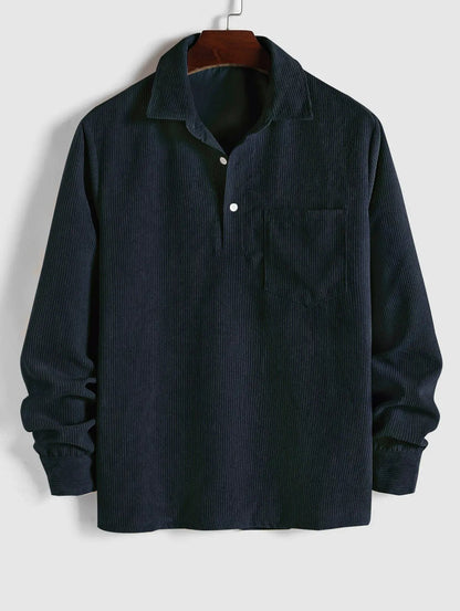 Men's Long Sleeve Shirt with Half Button Placket