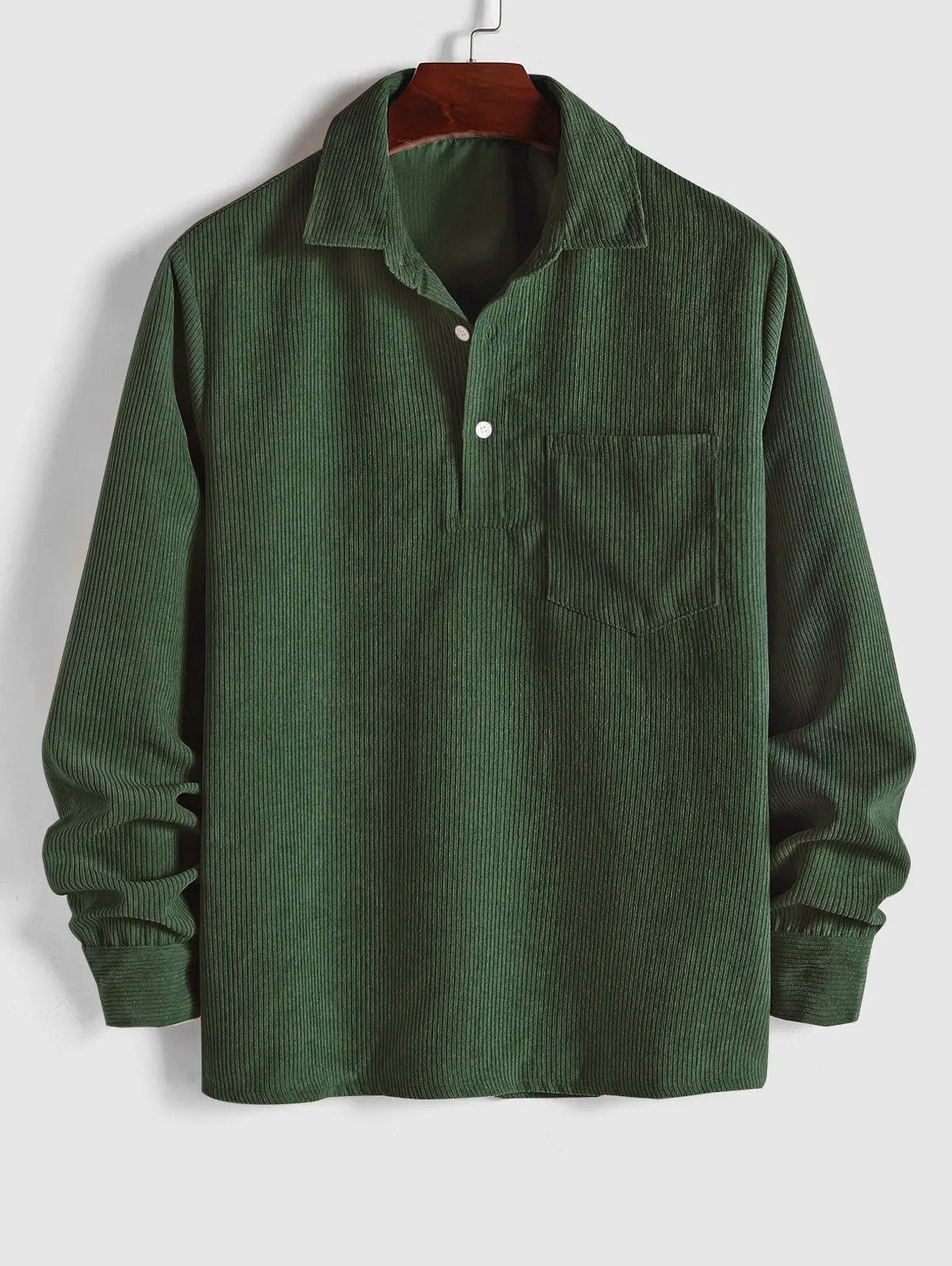 Men's Long Sleeve Shirt with Half Button Placket
