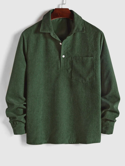 Men's Long Sleeve Shirt with Half Button Placket