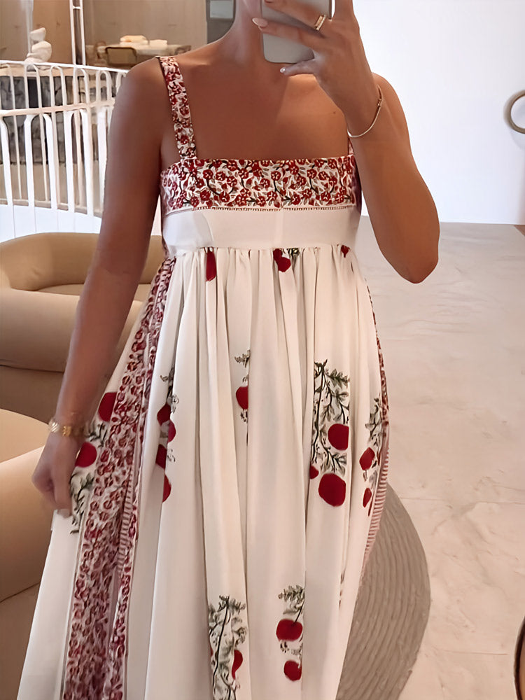 Pink | Women's Elegant Maxi Dress with Square Neck