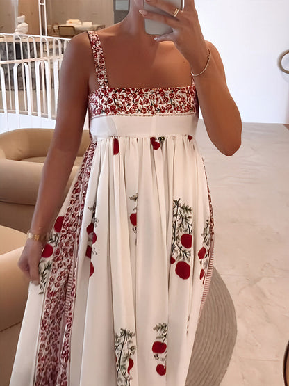 Pink | Women's Elegant Maxi Dress with Square Neck