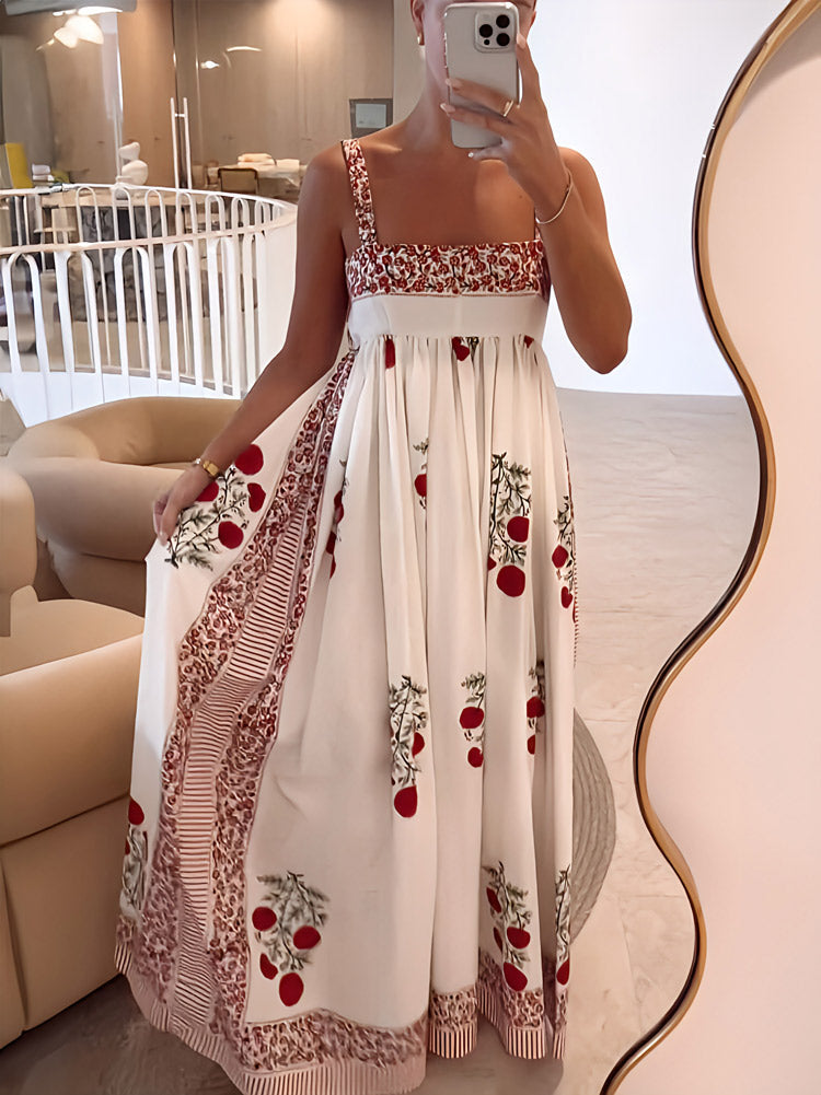 Pink | Women's Elegant Maxi Dress with Square Neck