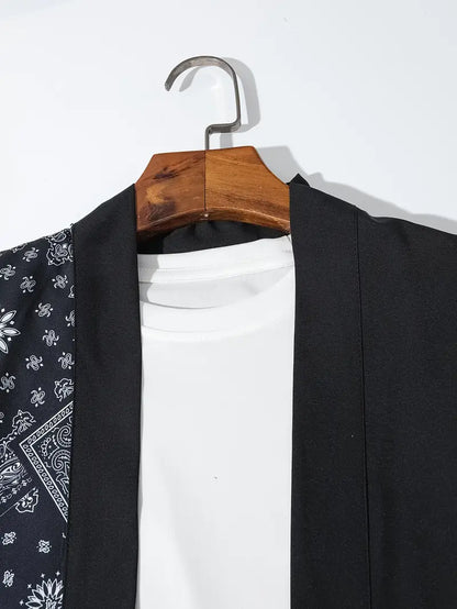 Aki | Men’s Lightweight Kimono Cardigan with Asymmetric Neck and 3/4 Sleeve