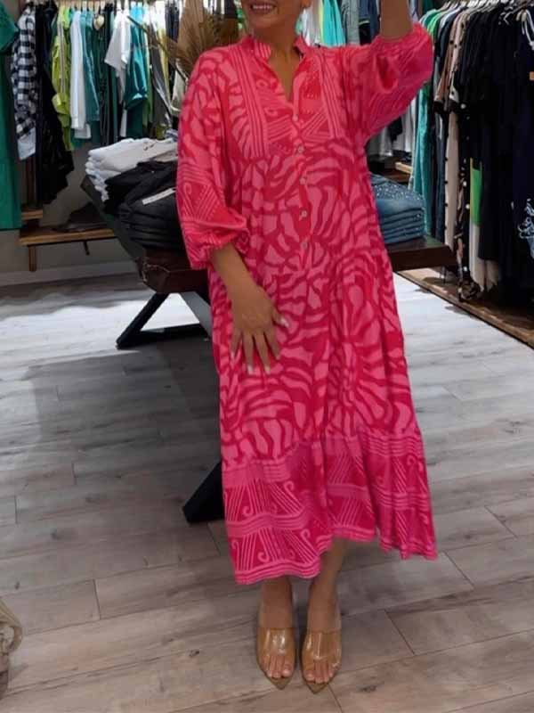 Mira | Women's V-Neck Printed Midi Dress (Almost Sold Out)