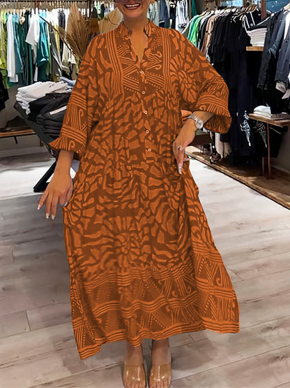Mira | Women's V-Neck Printed Midi Dress (Almost Sold Out)