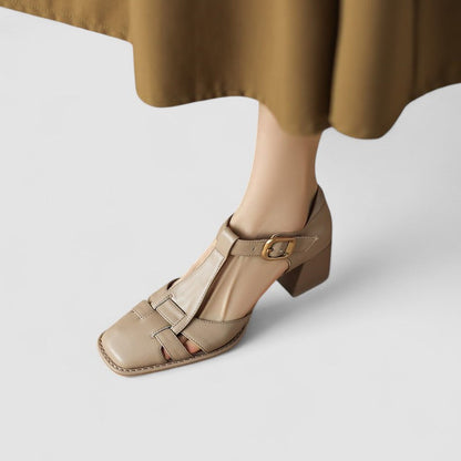 Shelley | Orthopedic T-Strap Block Heels
