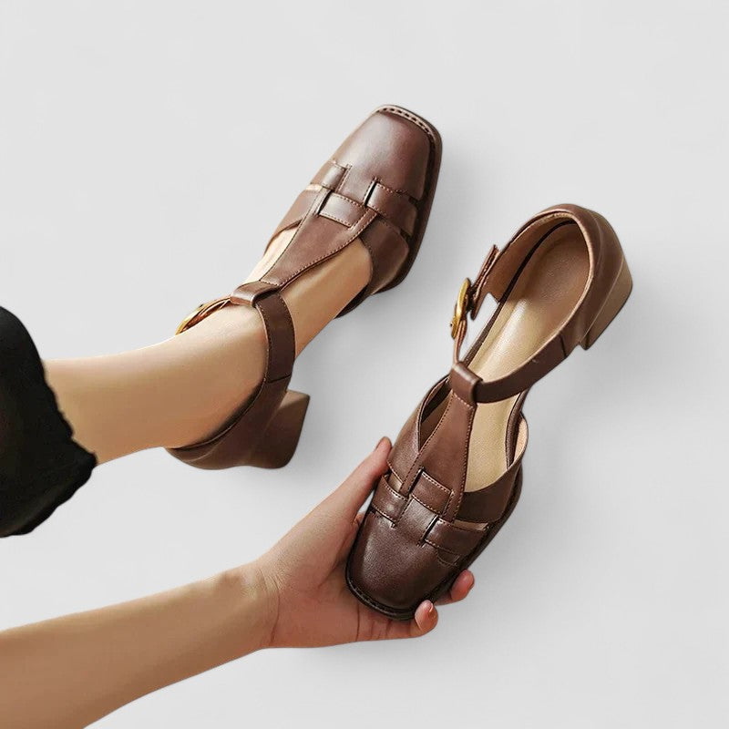 Shelley | Orthopedic T-Strap Block Heels