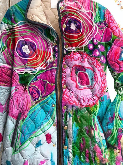 Women's Relaxed Feminine Charming Jacket with Floral Pattern