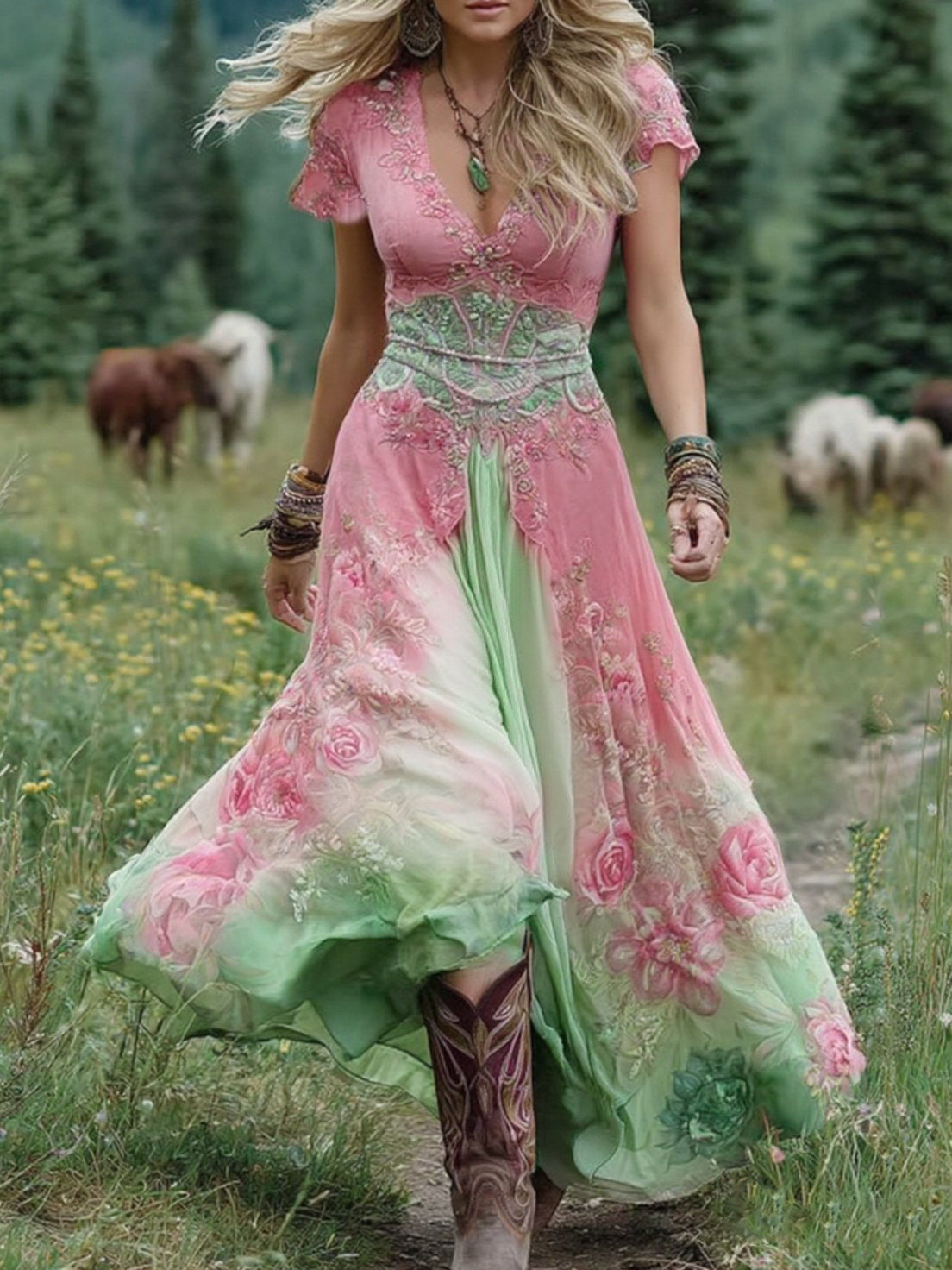 Mavis | Women's Elegant Floral Maxi Dress