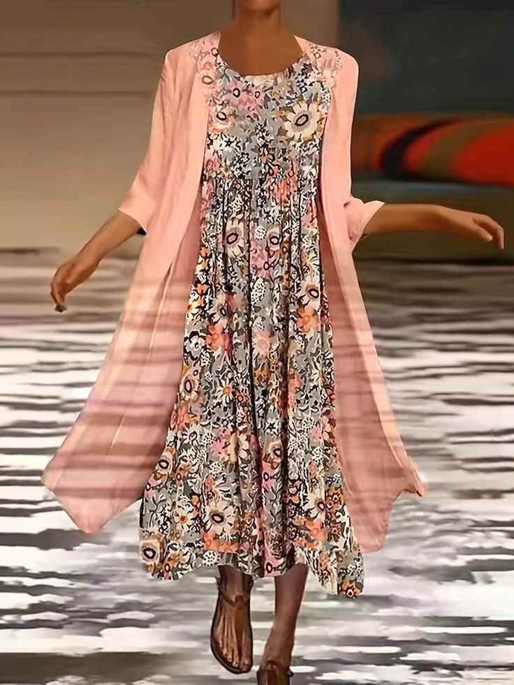 Essie | Women's Relaxed Floral Boho Midi Dress