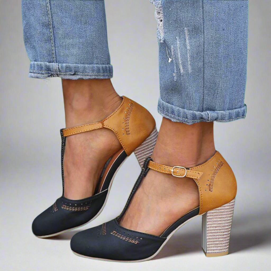 Mavilda | Women's Orthopedic Buckle Comfort Heels for Worry-Free Walking