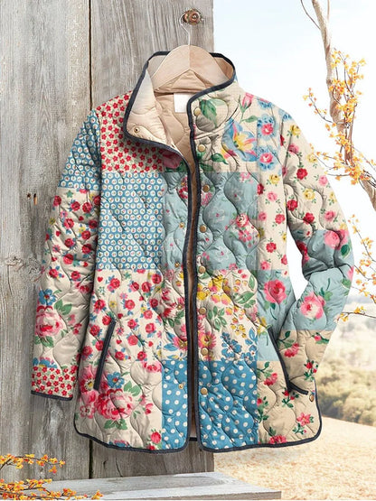 Women's Relaxed Vintage Charming Floral Jacket Casual Quilted