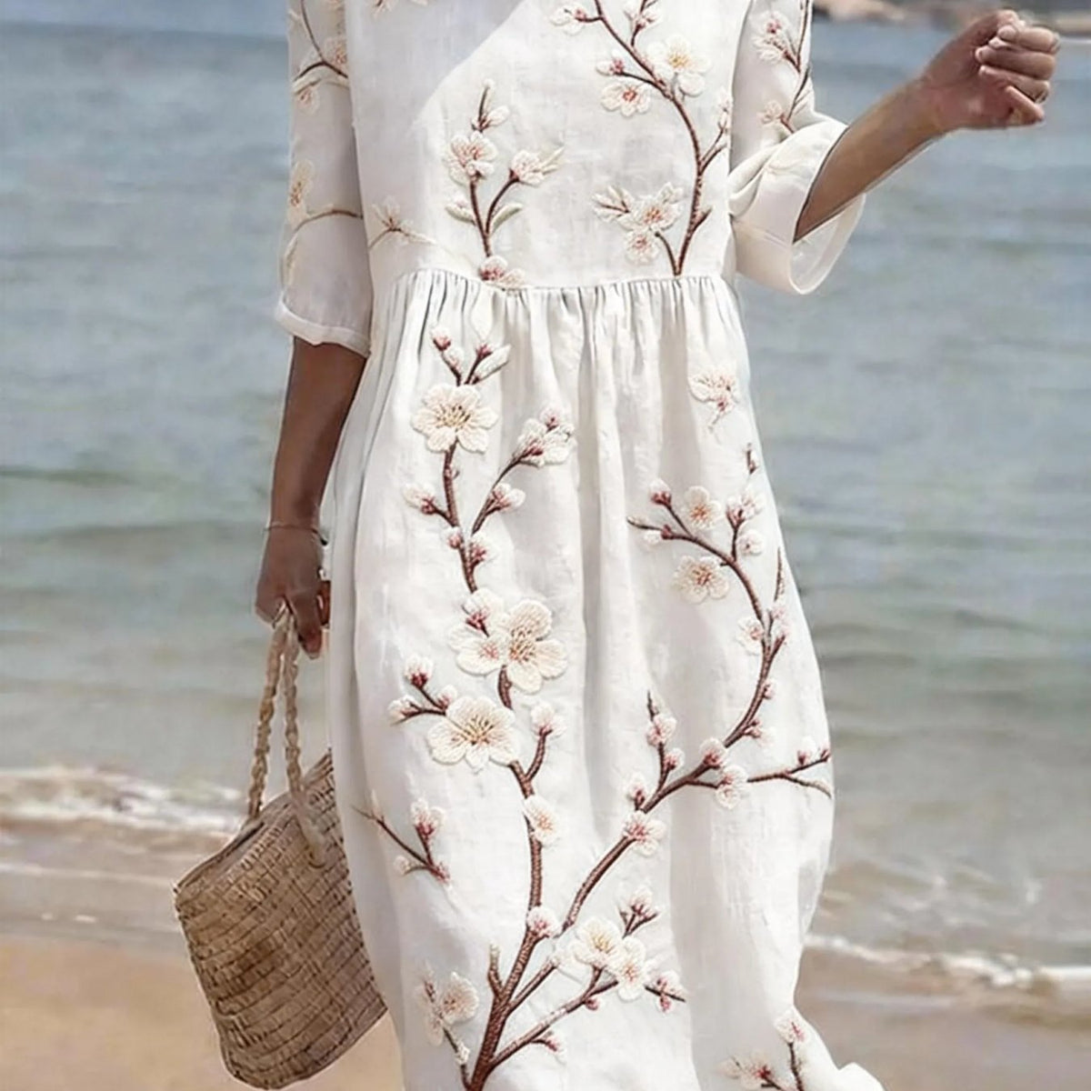Jessica | Women's Floral Casual Elbow-Sleeve Midi Dress