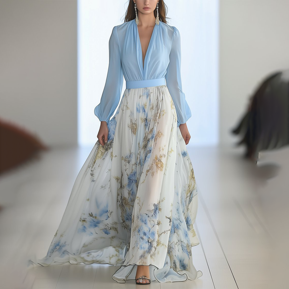 Sascha | Women's Floral Print V-Neck Maxi Dress