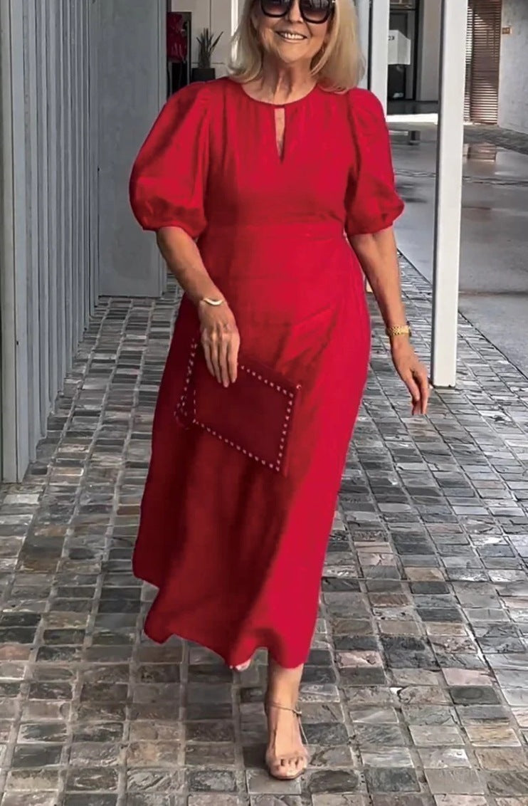 Juliana | Women's Elegant Puff-Sleeve Midi Dress